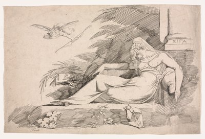 Sovande kvinna med en cupid av Johann Heinrich Füssli