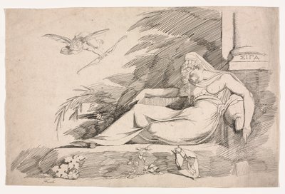 Sovande kvinna med en amor, 1780-1790. av Johann Heinrich Füssli