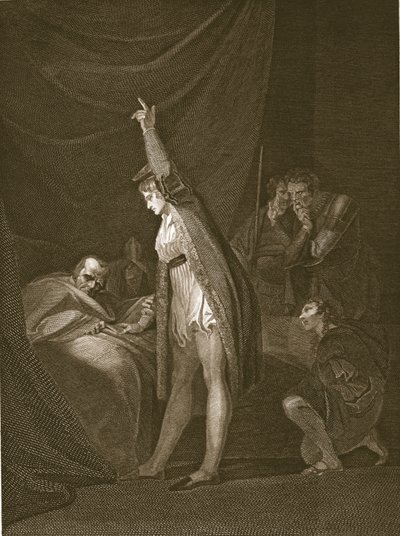 Kardinal Beauforts död, graverad av W. Bromley, illustration från David Humes "The History of England", pub. av R. Bowyer, London, 1812 av Johann Heinrich Füssli