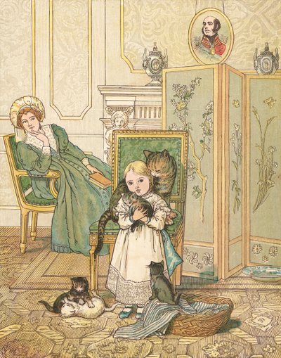 Prinsessan och hennes kattungar (färg litho) av Henry Hetherington Emmerson