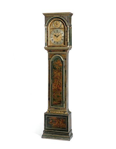 George III blå Japansk kvarts slående lång boettklocka, York, ca 1760 (trä & metall) (se även 615808) av Henry Hindley