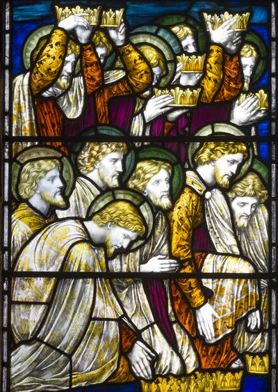 Tillbedjan av lammet, 1884 (målat glas) av Henry Holiday
