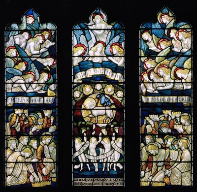 Tillbedjan av lammet, 1884 (målat glas) av Henry Holiday