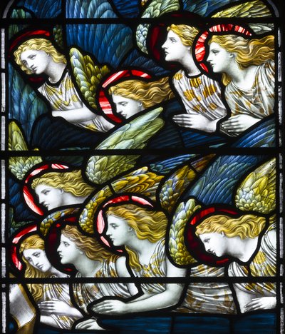 Änglar, Tillbedjan av lammet, 1884 (målat glas) av Henry Holiday