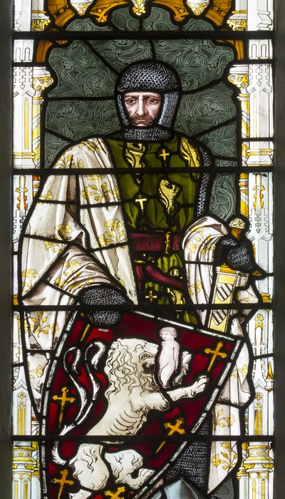 Cambridge, Trinity College, Heaton Butler & Bayne, Henry Holiday, Simon de Montfort, 1870, anpassad från Carl Almquist av Henry Holiday
