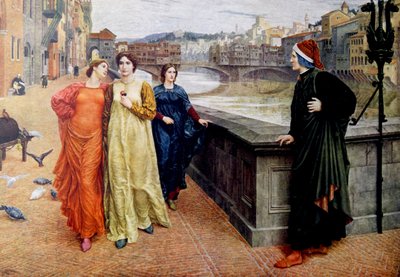 Dante Alighieri träffar sin musa Beatrice Portinari i Florens av Henry Holiday