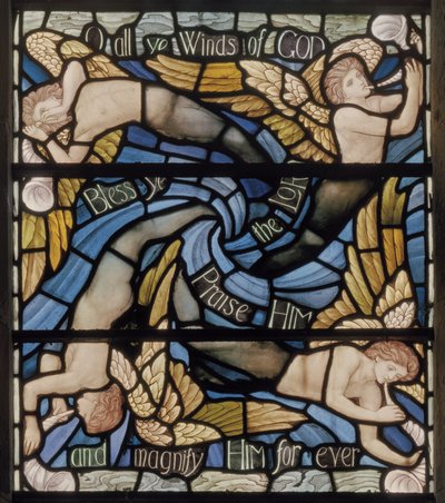 O All Ye Winds Of The Gods, Benedicite Fönsterdetalj, ca 1895 (målat glas) av Henry Holiday