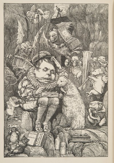 The Beaver tog med papper, portfolio och pennor, från The Hunting of the Snark, an Agony in Eight Fits, av Lewis Carroll, pub. 1876 av Henry Holiday