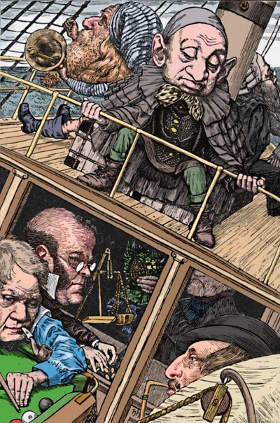 Besättningen var komplett. Från The Hunting of the Snark Lewis Carroll, 1874-1876, 1923. av Henry Holiday