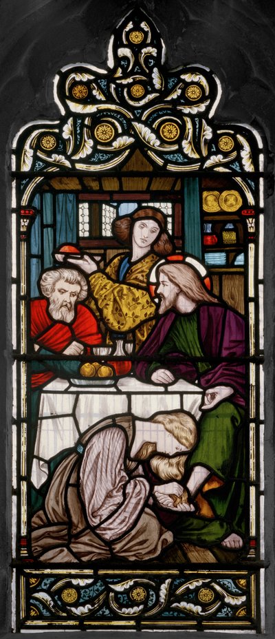 Tvätt av fötterna, 1866 (målat glas) av Henry Holiday