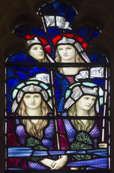 Yeovil, St John The Baptist, Lowndes & Drury, Henry Holiday, Peace On Earth, Änglar, 1917-18 av Henry Holiday