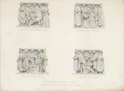 Skulpturer på podiet i Albert Memorial av Henry Hugh Armstead