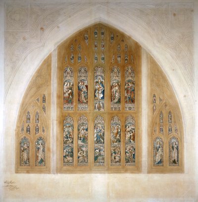 Fönsterdesign av målat glas, 1869. av Henry Hughes