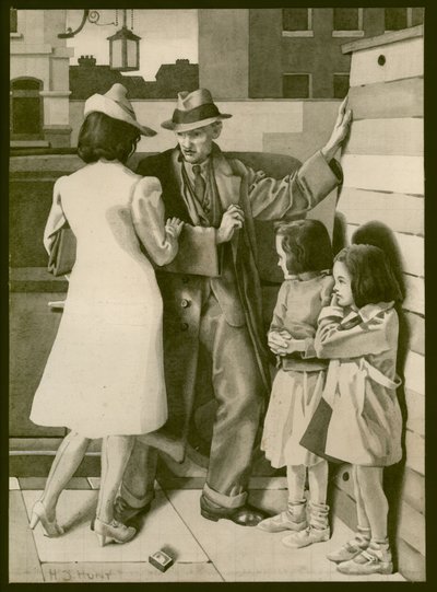 En gräl, ca 1935 (tvätt på papper) av Henry J. Hunt
