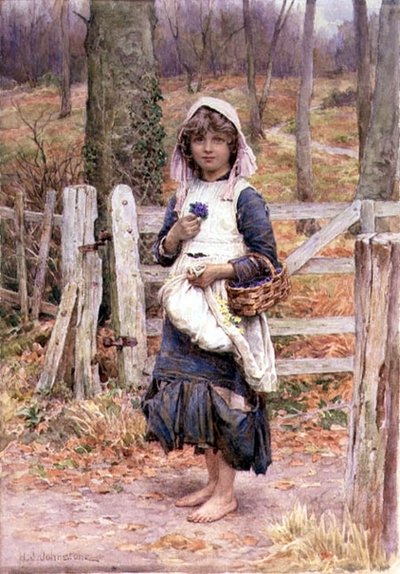 Flicka som håller en blomma av Henry James Johnstone