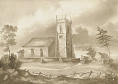 Codsall Church: sepiateckning, nd [1844] av Henry James Noyes