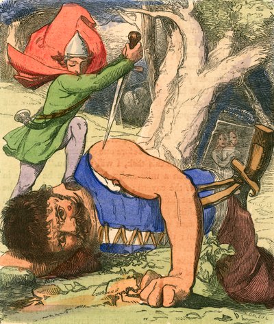 Jack dödar en jätte med sitt skärpa svärd av Henry James Townsend