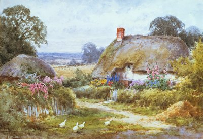 En stuga på sommaren (akvarell) av Henry John Sylvester Stannard