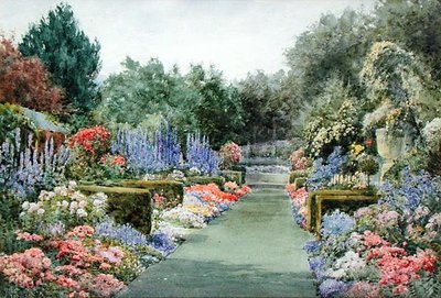 En sommarträdgård (akvarell på papper) av Henry John Sylvester Stannard