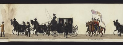 En del av panoramautsikten över hela begravningsprocessen av Arthur, hertig av Wellington (färgad akvatint) av Henry Jr and Sala Alken
