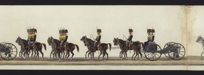 En del av panoramautsikten över hela begravningsprocessen av Arthur, hertig av Wellington (färgad akvatint) av Henry Jr and Sala Alken