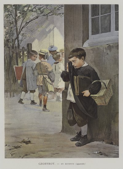 I retention (färg litho) av Henry Jules Jean (after) Geoffroy