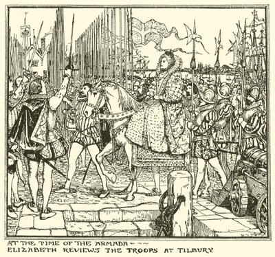 Vid armadans tid. Elizabeth granskar trupperna i Tilbury av Henry Justice Ford