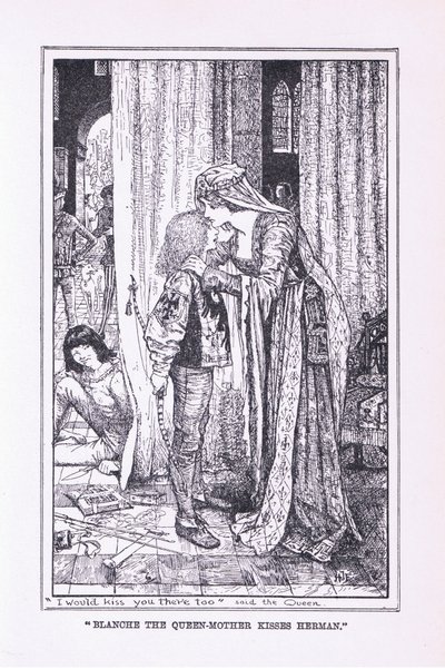 Blanche drottningmodern kysser Herman, 1912 av Henry Justice Ford