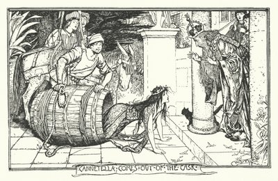 Cannetella kommer ut ur fatet (gravyr) av Henry Justice Ford