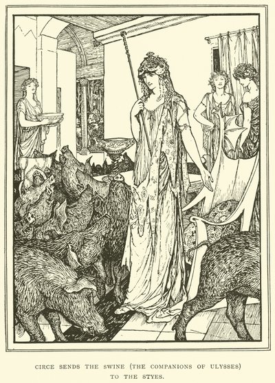 Circe skickar Swine (The Companions of Ulysses) till Styes av Henry Justice Ford