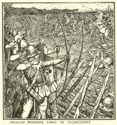 Engelsk bågskytte vinner på Agincourt av Henry Justice Ford