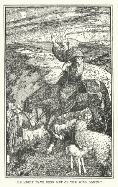 "Han kan ha mötts på vilda nedgångar" (litho) av Henry Justice Ford