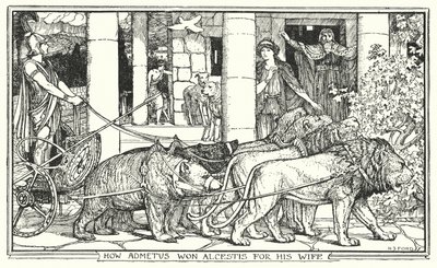 Hur Admetus vann Alcestis för sin fru (litho) av Henry Justice Ford
