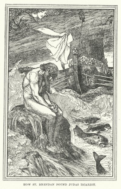 Hur St Brendan hittade Judas Iskariot (litho) av Henry Justice Ford
