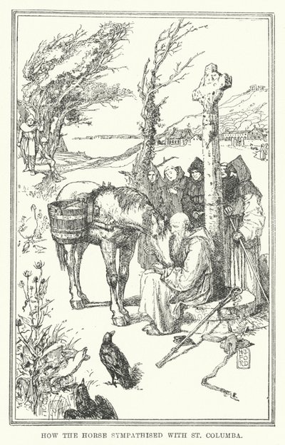 Hur hästen sympatiserade med St Columba (litho) av Henry Justice Ford