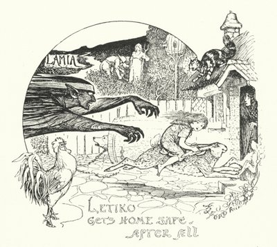 Letiko kommer trots allt säkert hem (gravyr) av Henry Justice Ford