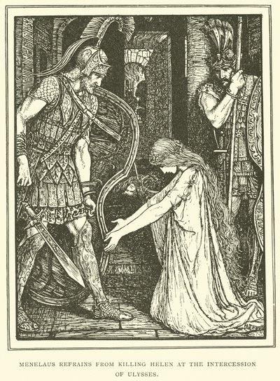 Menelaus avstår från att döda Helen på Ulysses förbön av Henry Justice Ford