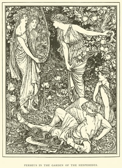 Perseus i Hesperidernas trädgård av Henry Justice Ford