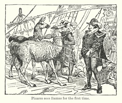 Pizarro ser lamor för första gången (litografi) av Henry Justice Ford