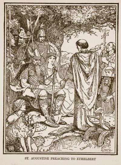 St. Augustine predikar för Ethelbert, illustration från 