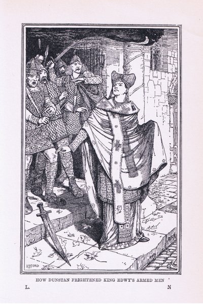 St Dunstan skrämde kung Edwys beväpnade män, 1912 av Henry Justice Ford