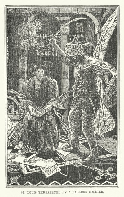St Louis hotad av en saracensk soldat (litho) av Henry Justice Ford