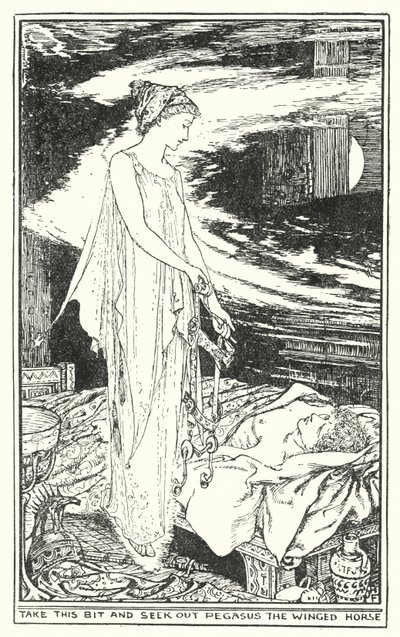 Ta den här biten och leta upp Pegasus den bevingade hästen (litho) av Henry Justice Ford