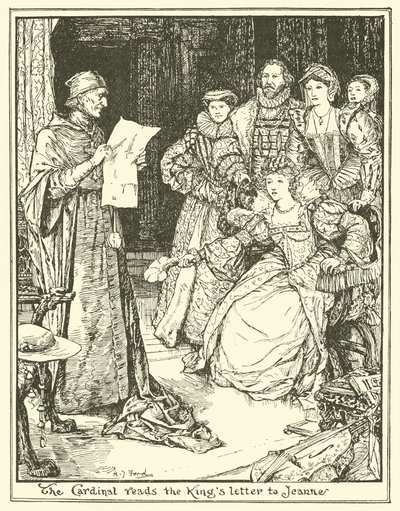 Kardinalen läser kungens brev till Jeanne av Henry Justice Ford