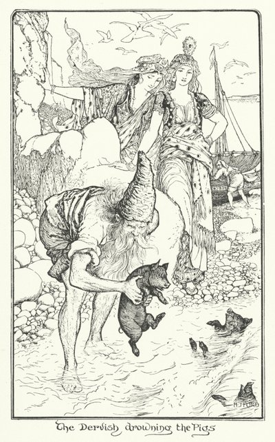 Dervisch som dränker grisarna (gravyr) av Henry Justice Ford