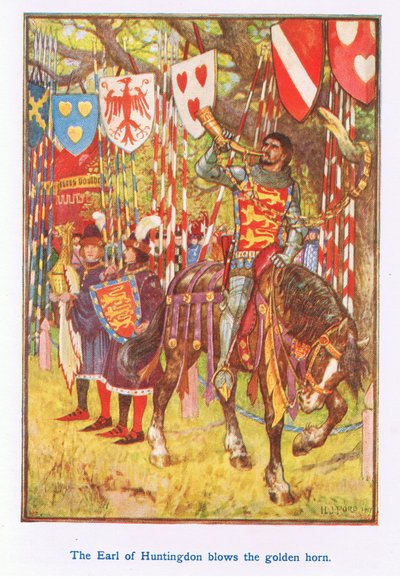 Jarlen av Huntingdon blåser i guldhornet av Henry Justice Ford