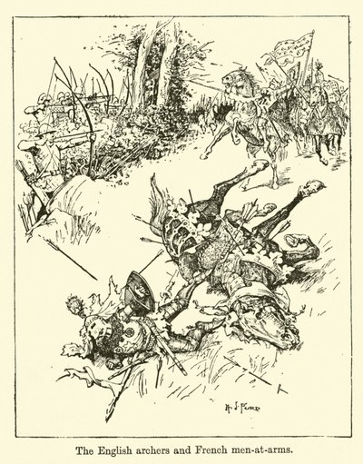 De engelska bågskyttarna och franska krigsmän av Henry Justice Ford