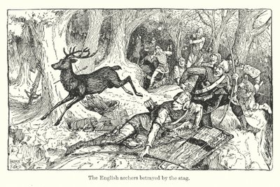 De engelska bågskyttarna förrådda av hjorten (litografi) av Henry Justice Ford