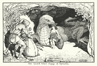Ödlan tar över Renzolla (gravyr) av Henry Justice Ford