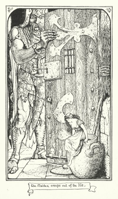 Jungfrun kryper ur krukan (gravyr) av Henry Justice Ford